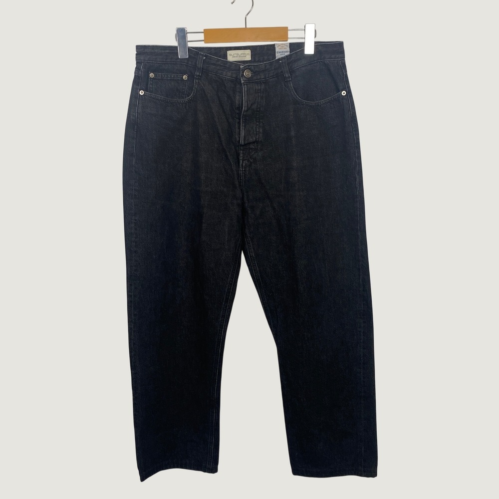 Suitsupply Washed Black Candiani Denim Selvedge Jeans Straight Leg 36x34 Italy